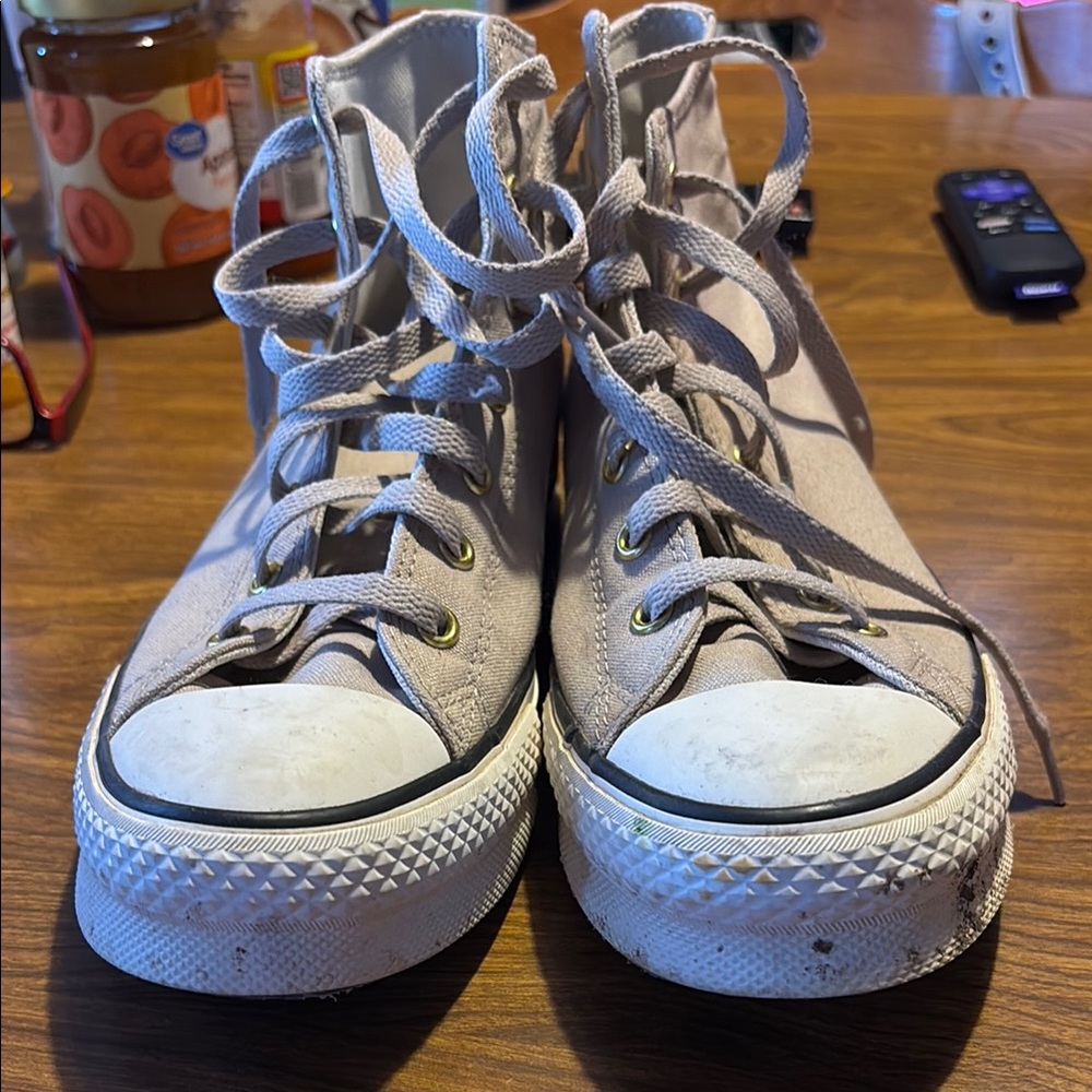 Converse Cream High-Top Sneakers Classic Canvas